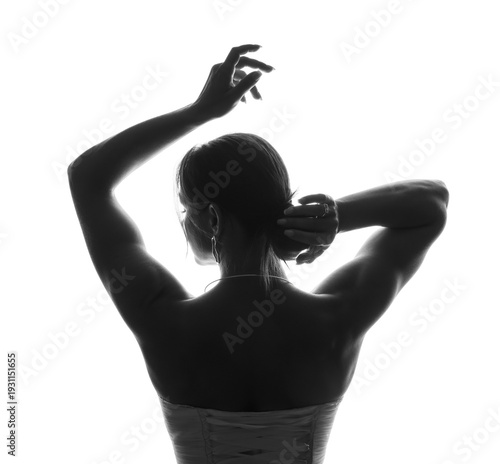 Silhouette of bride with st...