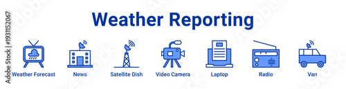 -Weather Reporting Icon Banner blue color