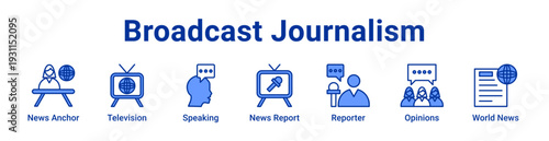 -Broadcast Journalism Icon Banner blue color