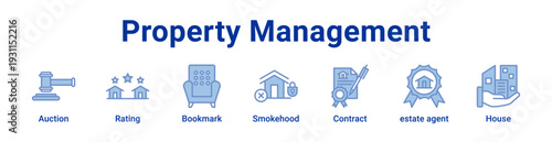 -Property Management Icon Banner blue color