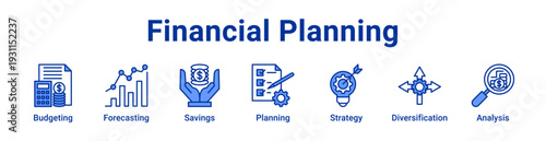 -Financial Planning Icon Banner blue color