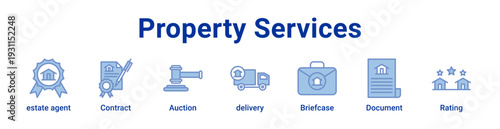 -Property Services Icon Banner blue color