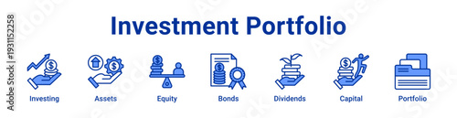 -Investment Portfolio Icon Banner blue color