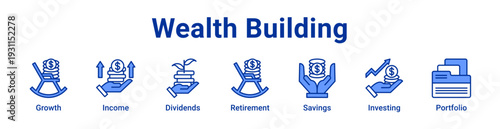 -Wealth Building Icon Banner blue color