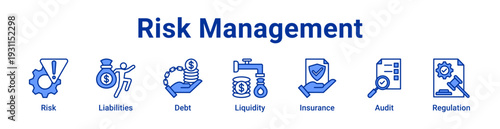 -Risk Management Icon Banner blue color