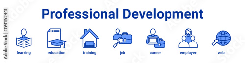 -Professional Development Icon Banner blue color