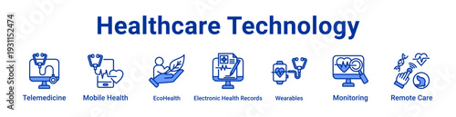 -Healthcare Technology Icon Banner blue color