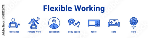 -Flexible Working Icon Banner blue color