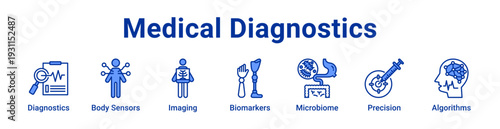 -Medical Diagnostics Icon Banner blue color