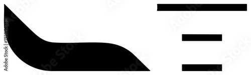 Minimalist vector design featuring a flowing curved form and aligned bars, clean aesthetic, graphic element, UI component, digital.