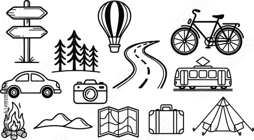 Set of 13 travel icons vector