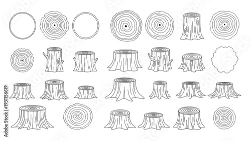 Minimalist Tree Stumps Plan View Outline Vector Collection for Architectural Site Plans