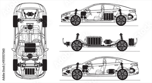 Vehicle Mechanical Blueprint – Automotive System CAD Technical Drawing
