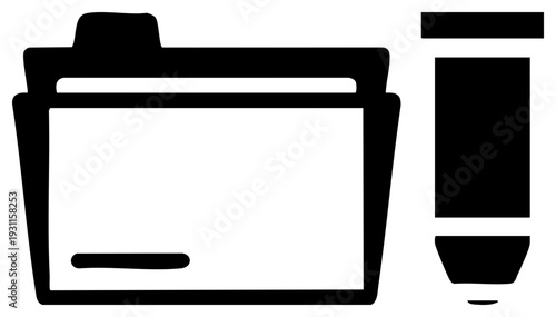 Digital folder, file container symbol, document holder graphic, UI element, flat design, interface asset, storage.