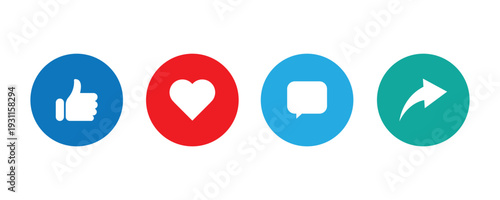 social media interface icon set in line style. like, unlike, comment, share, message, thumb and save simple black style symbol sign for apps and website, vector illustration. 