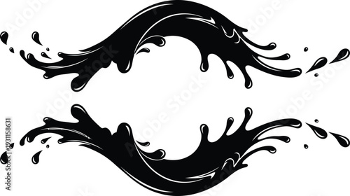 Black ink splashes and drops abstract design elements