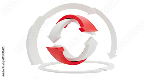 Red and White Arrows in a Circular Motion