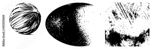 Vector halftone spheres, stippled gradients, abstract texture, graphic design elements, art, digital illustration, isolated shapes.