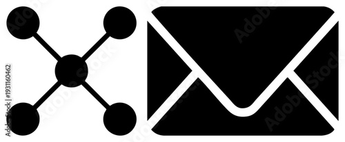 Digital communication, social sharing symbol, email message, digital messaging, connectivity, web interface elements.