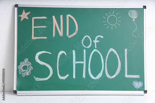 Blackboard with text END OF...