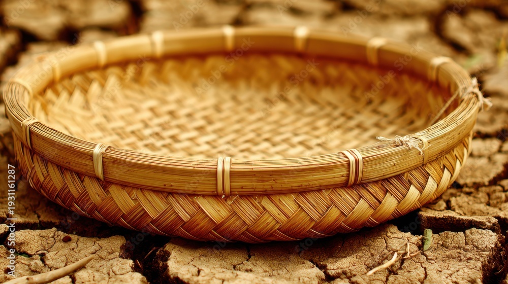 Obraz premium Close up shot of an old broken woven bamboo basket