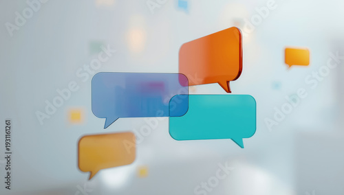 Wallpaper Mural Colorful translucent chat bubbles floating soft focus background expressing digital communication Torontodigital.ca
