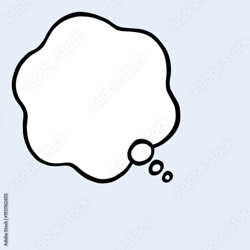 薄いブルー背景の思考吹き出しデザイン｜正方形レイアウトのテキストスペース付きベクター素材