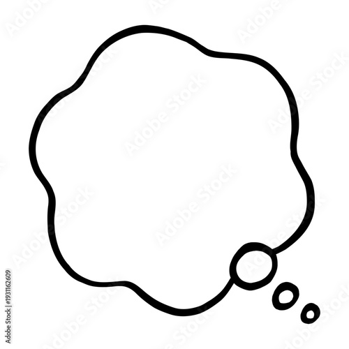 手描き風の思考吹き出し｜雲型の漫画風セリフ枠ベクター素材