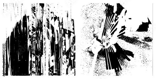 Stylized halftone graphic with vertical stripes and radiating, high contrast vector art, abstract geometric, isolated design element, modern minimalism.