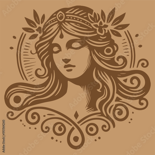 Goddess of Nature in Sepia
