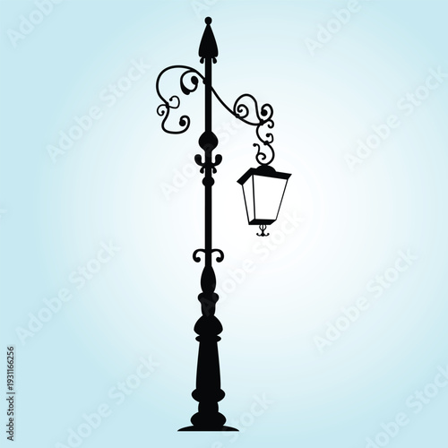 Ornate Vintage Street Lamp Silhouette