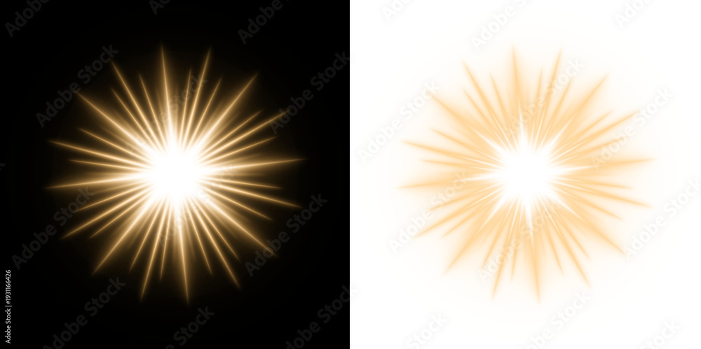 Fototapeta premium Golden Starburst Light Flare with Radiant Glow and Shining Rays Abstract Background