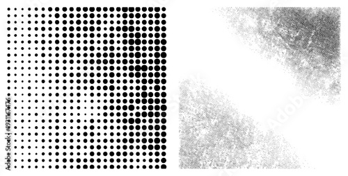 Vector halftone gradient, dot matrix texture, graphic design element, print background, typographic overlay, digital art texture, visual noise effect.
