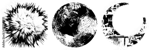 Wallpaper Mural Textured graphic elements with distressed, fragmented, and splattered designs, ideal for backgrounds,, or artistic compositions. Torontodigital.ca