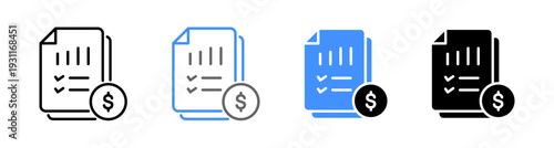 Financial Report and Business Accounting Document icon vector illustration editable