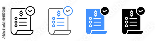 Bill Payment and Financial Transaction icon vector illustration editable