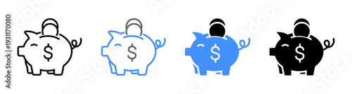 Piggy Bank Savings and Money Saving icon vector illustration editable