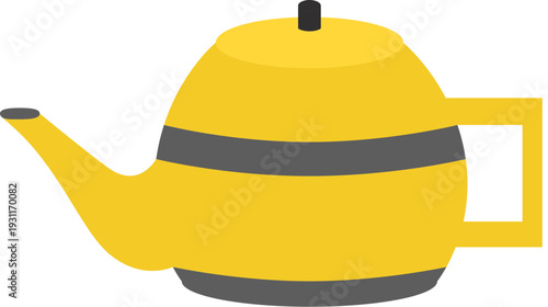 Yellow Modern Kettle Illustration - Minimalist Kitchenware Vector Icon for Tea and Boiling Water