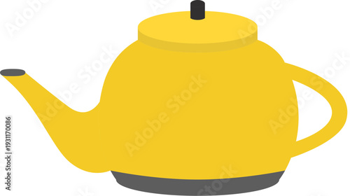Yellow Modern Kettle Illustration - Minimalist Kitchenware Vector Icon for Tea and Boiling Water