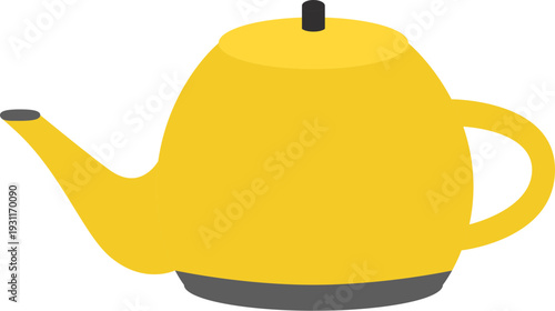 Yellow Modern Kettle Illustration - Minimalist Kitchenware Vector Icon for Tea and Boiling Water