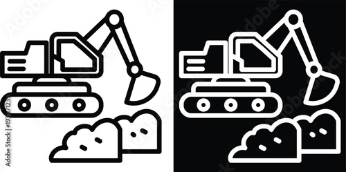 excavation Two-tone version in black and white background