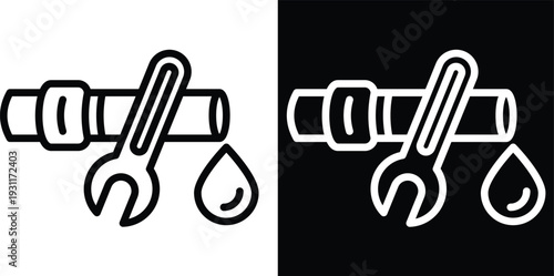 plumbing Two-tone version in black and white background