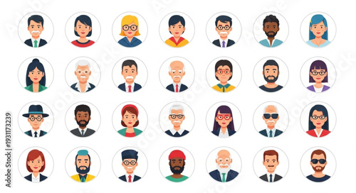 Diverse Group of People Avatars Representing Different Individuals.