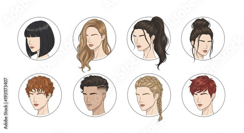 Diverse group of stylized portraits of young people.