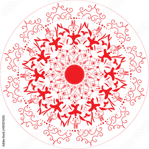 Red Mandala SVG Digital Art ⚪🔴 Intricate Floral Circle Pattern – Aesthetic Wallpaper & Printable 2026