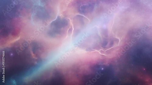Vibrant Cosmic Nebula with Swirling Colors and Stars.