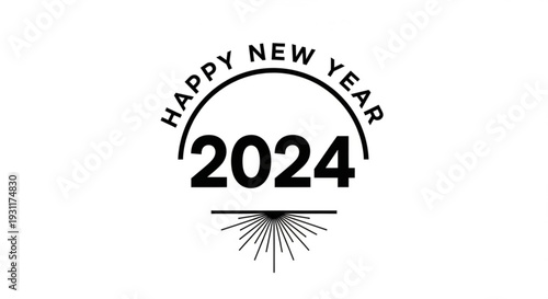 Happy New Year 2024 celebration logo with modern design