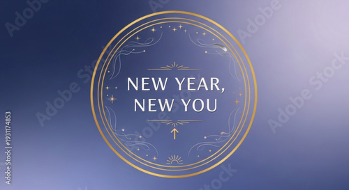 Elegant New Year New You inspirational quote with gold accents
