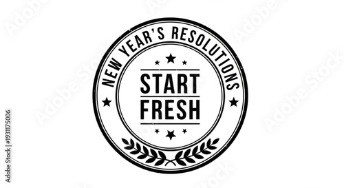 Motivational New Year's resolution stamp with start fresh message