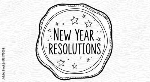 New Year Resolutions concept with starry seal